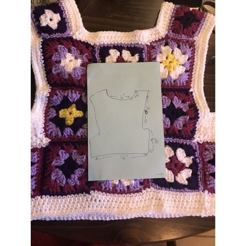 Handmade Granny Square Crochet Vest Multicolor Women’s Small Vintage Boho - Picture 3 of 3